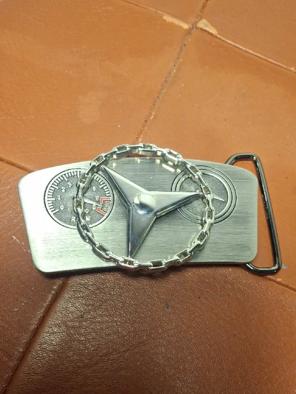 Silver Tone Mercedes-Benz Steering Wheel Belt Buckle